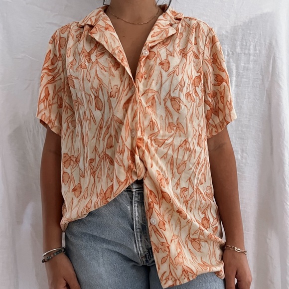 Vintage Peach Tropics Button down - Picture 4 of 5